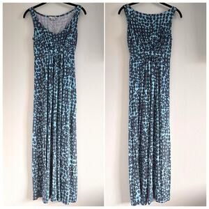 Boden Floral Print Jersey Maxi Tank Dress Blue Gray US 4P Retro Cottagecore Boho